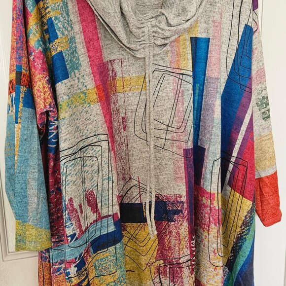 Et' Lois free size dress with cowl neck (USA). Very colorful geometric pattern. - Picture 3 of 8